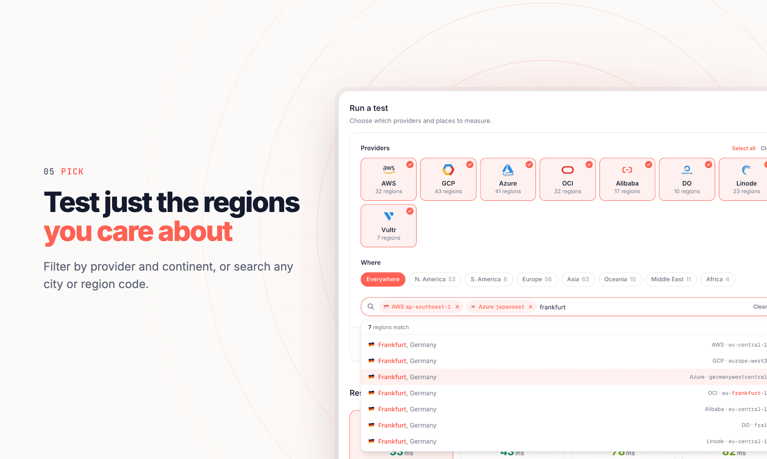 Test just the regions you care about
